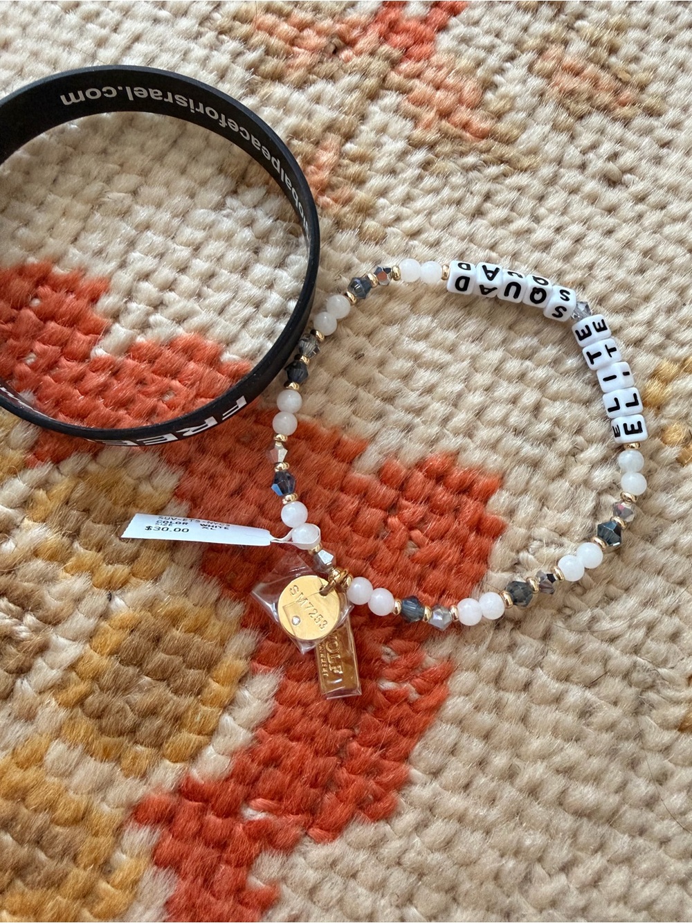WOLF Beaded 'ELITE' Bracelet with White and Black Letter Beads